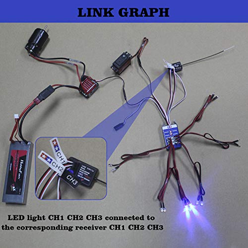 12 LED RC Lighting Kit for Steering/Brake/Smart Simulation Flash RC Lights for 1/10 Scale Models RC Car Yokomo Tamiya HSP HPI AXIAL RC4WD Traxxas | RC Car LED Lighting Kit for Yokomo Tamiya HSP HPI AXIAL RC4WD Traxxas 1/10 RC Car Steering/Brake/Smart Simu
