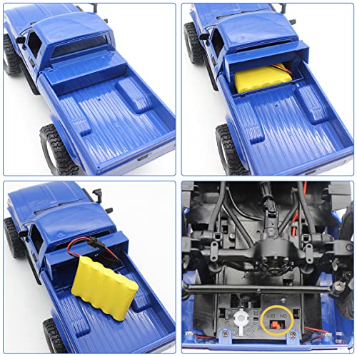 Mostop RC Crawler WPL C24 Rock Crawler RC Truck 4x4 Off Road, 1:16 Scale RTR Remote Control Truck, 2.4Ghz Proportional Steering RC Car with LED Lights, Toys for Kids 6-8, 8-12 Year Old Birthday Gift