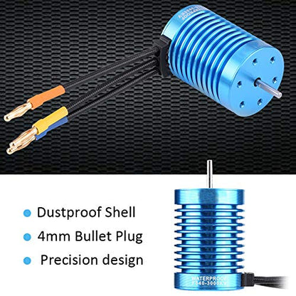 F540 RC Brushless Motor, Sensorless Brushless Motor RC Car Motor 3000KV 4370KV High Torques with 3.175mm Shaft for 1/10 1/12 Truck Crawler (3000KV)