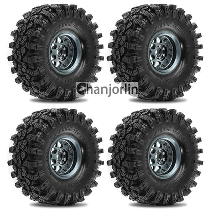 2.2 inch RC Crawler Tires and Beadlock Wheels Rims OD 5.35'' 1:10 Soft Rubber Mud All Terrain Tyres for 1/10 1/8 Rock Crawler Car Traxxas TRX4 Axial SCX10 II RC4WD CC01 Gen8 (Titanium) - color: Titanium