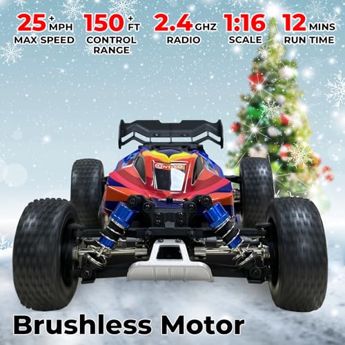 Contixo 1:16 Fast Remote Control Car, HC1 RC Truck with Brushless Motor, 39KMH 4x4 Offroad, Metal Oil-Filled Shocks, All-Terrain 2.4GHz RC Crawler for Adults & Boys