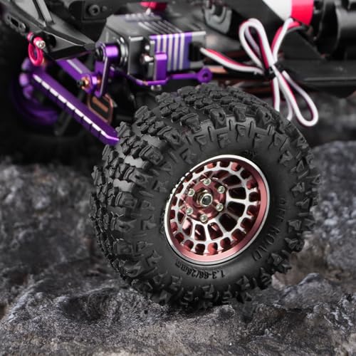 GLOBACT 1.3" Wheels Tires Offset -3.75mm for SCX24 AX24 TRX4M 1/18 1/24, RG - color: Rose Gold