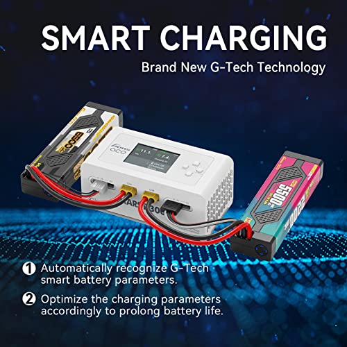 Gens Ace Lipo Battery Charger IMARS D300 G-Tech Series Smart Dual Lipo Charger 16A AC 300W DC 700W Lipo Charge（White）
