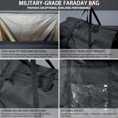 Faraday Bag for Generators and Large Electronics, Extra-Large Military-Grade Faraday Bag for Digital Forensics, Protect Electronics from Damage, Privacy Security, Anti-Hacking, Anti-Spying L