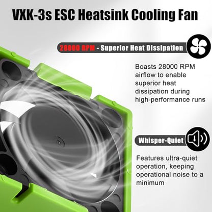VXL-3s ESC Heat Sink Cooling Fan 28000RPM ESC Fan Heatsink for 1/8 1/10 RC Car Truck, Compatible with Traxxas Bandit/Slash/Stampede/Rustler 2WD/4X4 VXL-3s, Replace for #3340 Velineon(Green) - style: Green