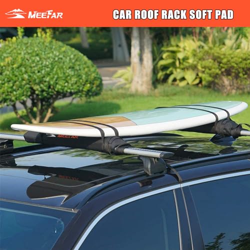 Universal Car Soft Roof Rack Pads Luggage Carrier Rack for Kayak Surfboard SUP Canoe Include 2 Heavy Duty Tie Down Straps, 2 Tie Down Rope, 2 Quick Loop Strap - size: 29 Inch