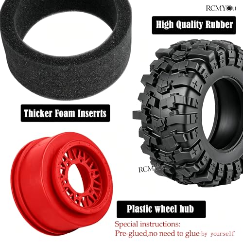 Rc Wheels and Tires Set for 1/10 Slash 2WD 4×4 4WD,Senton,Axia1,Redca t,Rc4w d,Detachable Replacement Running on Off-Road Tire,on-Road Tire w/12mm/14mm/17mm Hex,Soft Tires Plastic Rim,Red - color: Red (1/10)