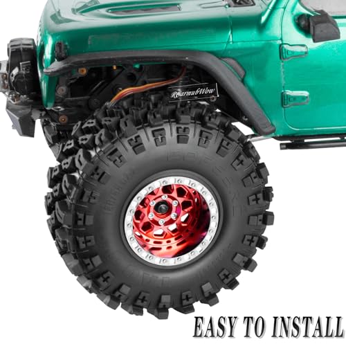 RC Alloy 2.2 Beadlock Wheels for 1/10 SCX10 Capra AMG 6x6 TRX4 Red cat Gen8 Everest Gen7 Pro RC Crawler,Alunium 2.2 Beadlock rc Wheels 2.2 Beadlock Rims,4pcs,Red - color: Red(4pcs)