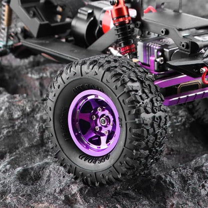 GLOBACT 1.3" Beadlock Wheels for SCX24 AX24 TRX4M 1/18 1/24 (Purple) - color: Purple