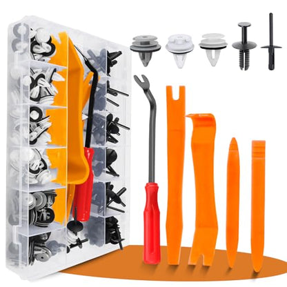 OTUAYAUTO 130PCS Bumper Fender Retainer Clips 5 Most Popular Sizes Replacement for BMW X1-X6 - Door Trim Panel Clips with 5PCS Fasteners Remover Compatible with BMW - size: 125Pcs 5 Sizes Clips with 5 Removers for BMW