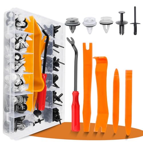 OTUAYAUTO 130PCS Bumper Fender Retainer Clips 5 Most Popular Sizes Replacement for BMW X1-X6 - Door Trim Panel Clips with 5PCS Fasteners Remover Compatible with BMW - size: 125Pcs 5 Sizes Clips with 5 Removers for BMW