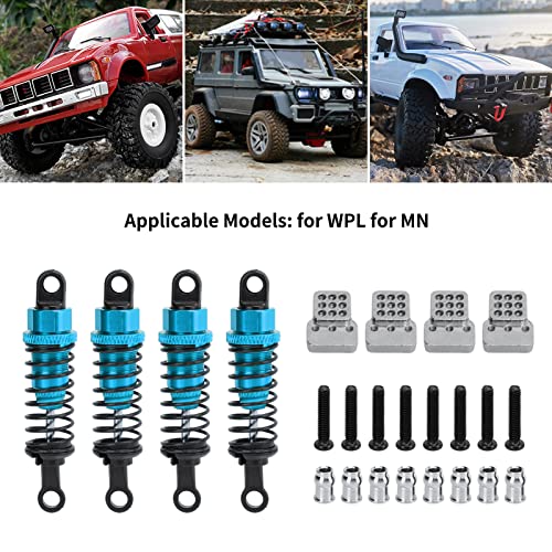 RC Shock Absorbers, 4Pcs 64 mm Metal Shock Absorber Damper with Shock Mount Aluminum Alloy Adjustable Remote Control Car Shock Absorber Oil Damper (Blue) - size: Blue