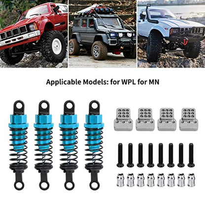 RC Shock Absorbers, 4Pcs 64 mm Metal Shock Absorber Damper with Shock Mount Aluminum Alloy Adjustable Remote Control Car Shock Absorber Oil Damper (Blue) - size: Blue