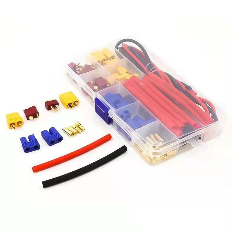 딘 T 플러그 EC3 XT60 RC FPV 드론 Lipo 배터리 용 14AWG 실리콘 와이어/열 수축 튜브가있는 남성 여성 어댑터 커넥터