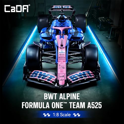 CaDA C64012W BWT Alpine F1 Team A525 2025 Formula One Race Car Building Kit, 2173PCS Large 1:8 Scale Collectible Model,Full Detailed Mechanical Functions, Building Set for Teens Adults