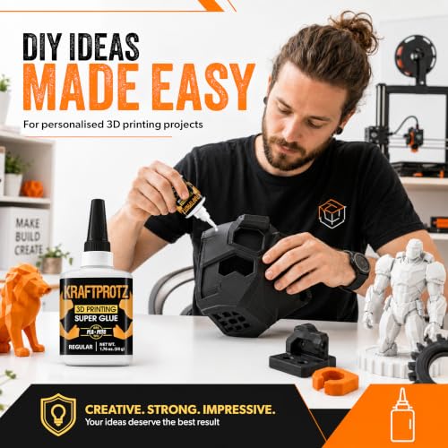 3D Printing Super Glue Liquid 1.75 oz - PLA ABS PETG TPU Instant Adhesive | versatile, precise application, for fine cracks, clear, waterproof, heat resistant, anti-clog cap, filament, PLA ABS PETG TPU - style: LIQUID 1.76 Fl.Oz.