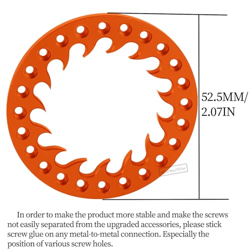 RC Metal 1.9 Beadlock Wheels Replacement Ring for 1/10 Crawler RC Car TRX4 SCX10 90046 90047,Alloy 1.9" Beadlock Rims Replacement Ring,4pcs,Orange - color: Orange(4pcs)