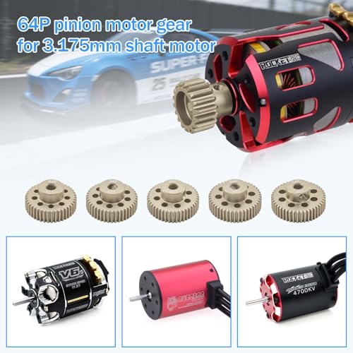 64DP Pinion Gear Set 41T 42T 43T 44T 45T for 3.175 mm Shaft Aluminium Alloy Pinion Gear with Screwdriver for 1/10 RC Car Motor - size: 41T 42T 43T 44T 45T