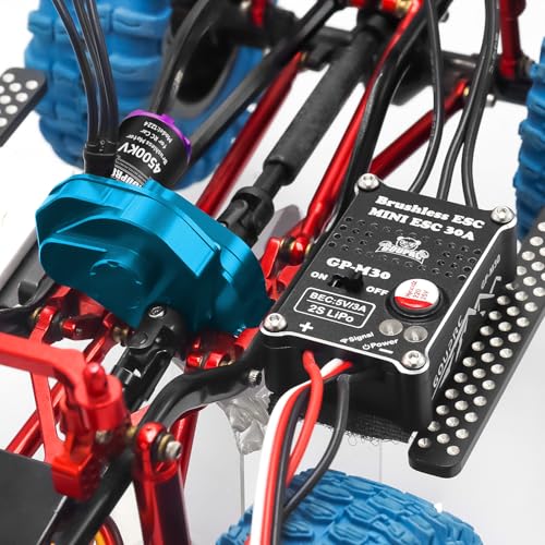 GOUPRC 1224 4500KV Brushless Outrunner Motor with Transmission & Upgrade 30A Brushless Esc for SCX24 RC Crawler Axial 1/24 RC Crawler Buggy - color: Blue Transmission