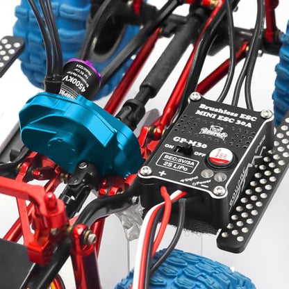 GOUPRC 1224 4500KV Brushless Outrunner Motor with Transmission & Upgrade 30A Brushless Esc for SCX24 RC Crawler Axial 1/24 RC Crawler Buggy - color: Blue Transmission
