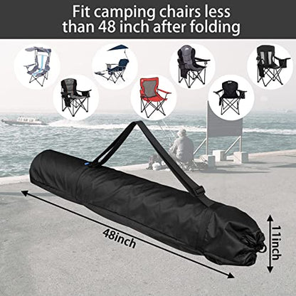 Xxerciz Foldable Camp Chair Replacement Bag Carrying Bag Large Mouth Bag with Shoulder Strap for Outdoor Camping, Heavy Duty Large Storage Folding Chair Bag 48 inches (Chair is not Included) - color: Black
