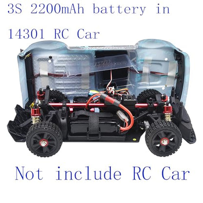 Blomiky 2 Pack 11.1V 3S 2200mAh 30C Shorty Li-PO Rechargeable T Plug Battery with XT60 Converter Suitable for MJX HP141 14209 14210 14301 14211 RC Trucks /3S 2200mAh T Shorty 2