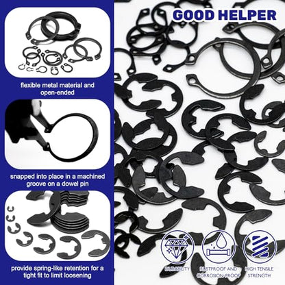 870Pcs Alloy Steel M4-M28 C-Clip External Circlip Snap Rings and 1.5mm-10mm E-Clip Retaining Rings with Snap Ring Pliers for Automobiles Motorcycle Lawnmowers Electrical Appliances