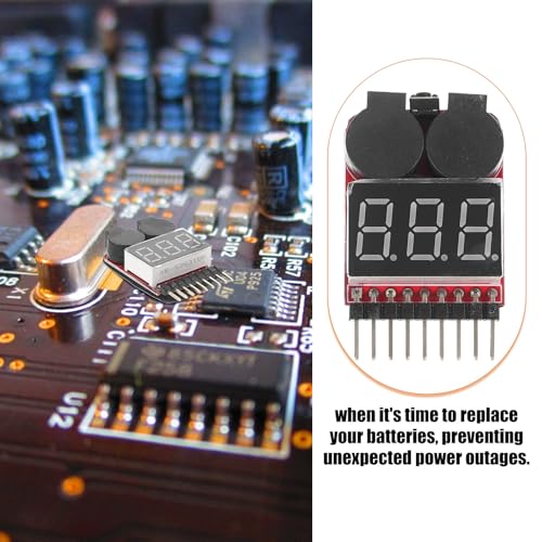 2pcs Lipo Battery Voltage Tester with Low Voltage Warning Alarm Rc Battery Monitor Checker for Drone and Rc Enthusiasts