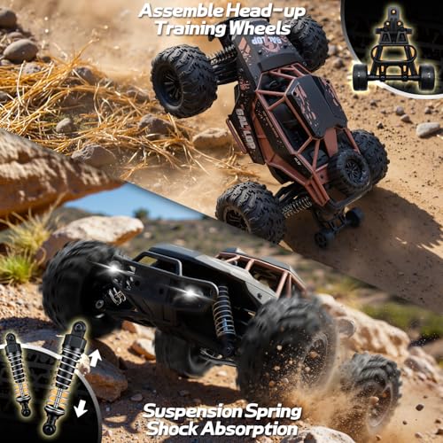 1:16 RC Cars for Adult,45km/h 4WD Off-Road Remote Control Car All-Terrain Fast RC Truck with Two 1500mAh Batteries - color: Orange