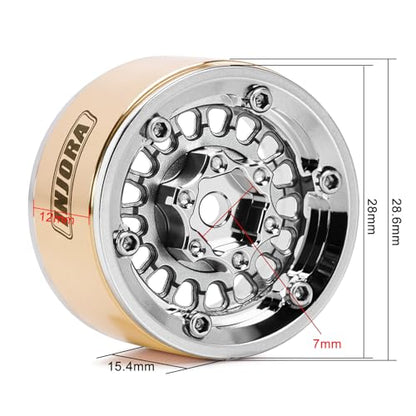 INJORA ModuWheel 1.0" Aluminum Beadlock Wheels Negative Offset -4.4mm for TRX4M SCX24 1/18 1/24 RC Crawlers(Gray) - color: Gray