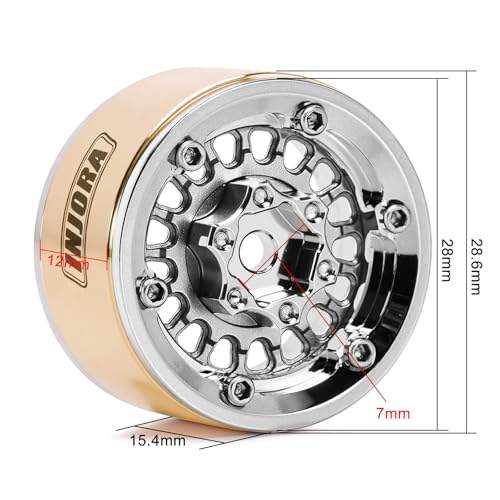 INJORA ModuWheel 1.0" Aluminum Beadlock Wheels Negative Offset -4.4mm for TRX4M SCX24 1/18 1/24 RC Crawlers(Gray) - color: Gray