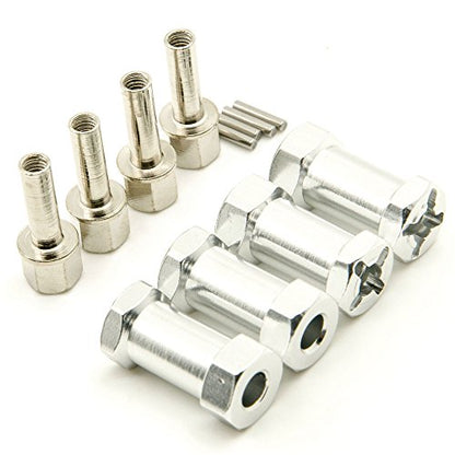 RC 12mm Wheel Hex Drive Hubs Combiner Coupler Aluminum 15mm/20mm/25mm/30mm Offset Extension Longer Combiner Drive Adapter for 1/10 Axial SCX10 Wraith RC Car Upgrade Parts (Silver - 25mm) - color: Silver - 25mm