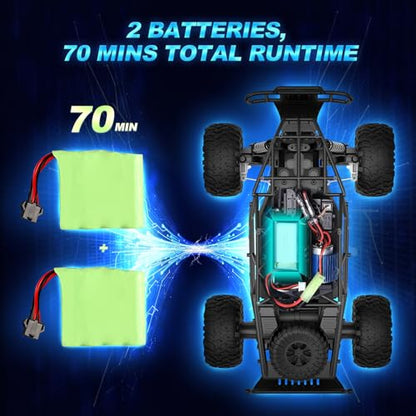 Remote Control Car 2.4GHz High Speed 25 km/h Off-Road RC Car 1:16 Two Rechargeable Batteries & 70+ Min Playtime Remote Control Monster Truck Gift for Kids and Adults | Off-Road RC Car 1:16 Two Rechargeable Batteries & 70+ Min Playtime RC Monster Truck Gif