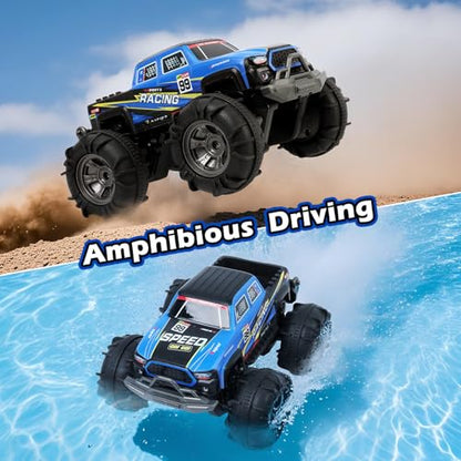 QXHOL Waterproof Monster Truck Gesture RC Car, 4WD Amphibious Hand Controlled Remote Control Toy for Kids, All-Terrain Off-Road Vehicle for Boys Ages 6-7 8 9 10 11 12 Year Old, Present - color: Amphibious Truck Car