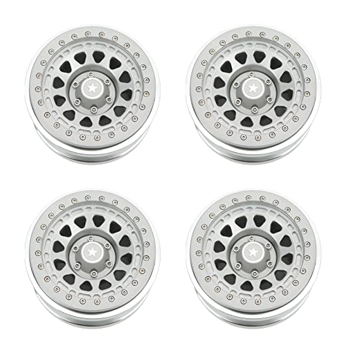VBESTLIFE 4 PCS 2.9 Inch Wheels 12 Hole Alloy Wheels, 1/6 RC Car Wheels for AXAIL SCX6 1/6 RC Car - color: Silver