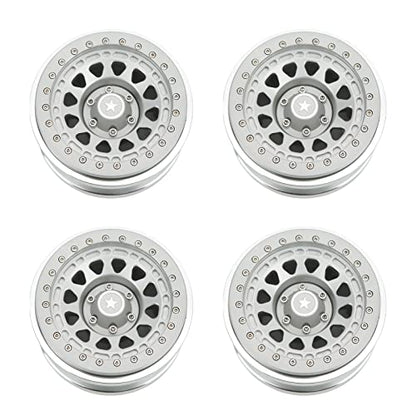 VBESTLIFE 4 PCS 2.9 Inch Wheels 12 Hole Alloy Wheels, 1/6 RC Car Wheels for AXAIL SCX6 1/6 RC Car - color: Silver