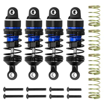 1/16 Aluminum RC Shock Absorber Front Rear Adjustable Springs Shock Damper | for Traxxas 1/16 Mini Slash BL-2S 4x4 Short Course Truck 108164-1, 4PCS, Blue - color: Blue