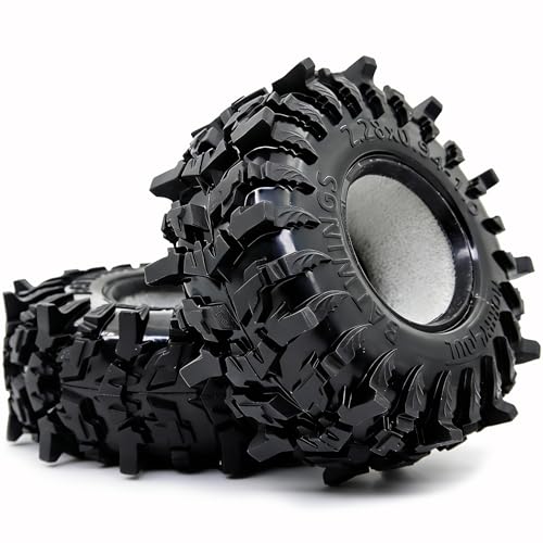 58mm BATWINGS 1.0" RC Crawler Tires 4-Pack For TRX4M SCX24 AX24 | Super soft sticky mud tires with foam inserts, For 1/18 TRX4M & 1/24 AX24 FCX24 Enduro24 micro rock crawlers Upgrades - size: 1.0 tires - 58mm Tall