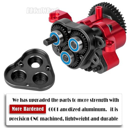 2 Speed Transmission Gearbox w/Metal Internal Gears and Bearings Upgrades Part for 1/10 TRX4 TRX6 RC Crawler Car,RC Aluminum Transmission Gearbox,Black/Red - color: Red & Black - (Gearboxs)