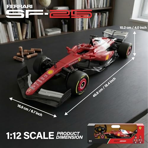 Voltz Toys Licensed 1:12 F1 Ferrari SF-25 Remote Control Vehicle - RC Series for Kids and Adults - 2.4GHz Racing Toy for Gift (1:12 Ferrari SF-25) - color: 1:12 Ferrari Sf-25