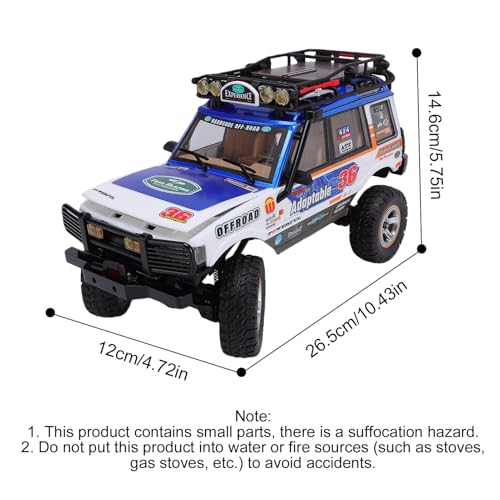 1/18 Scale RC Crawler, 2.4GHz Full Proportional Remote Control Off Road Car, 4WD RC Rock Truck Simulation Off Road Climbing Vehicle Dual Speed Model Car for Adults (Blue) - color: Blue