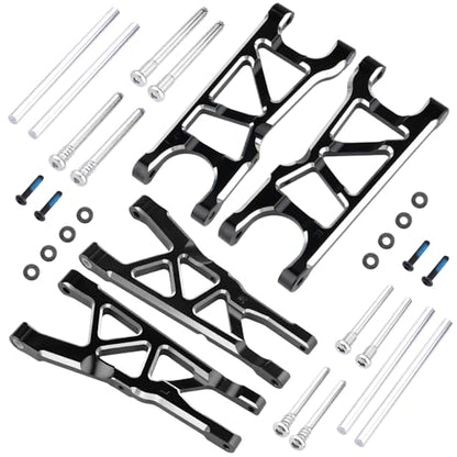 Hobbypark Aluminum Suspension Arms Set (Front & Rear) Upgrades Parts for Arrma Typhon 3s BLX Big Rock, Replacement of AR330543 AR330540 (Black) - color: Black