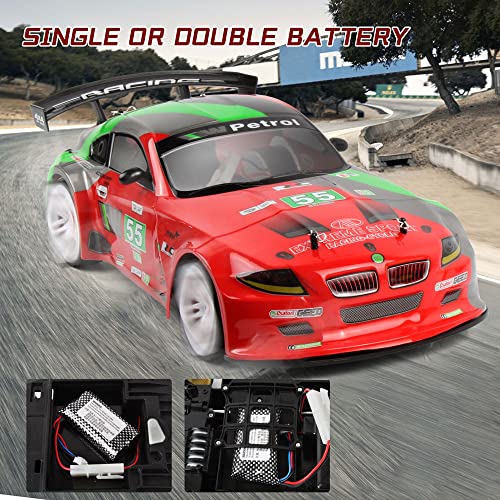 RC Truck 70km / H High-Speed Drift Racing 2.4G 4WD Electric RC Vehicle RC Flat Running Drift Rally Racing Rubber TPR Tire RC Car Gift Replacement Tires, 2 Batteries