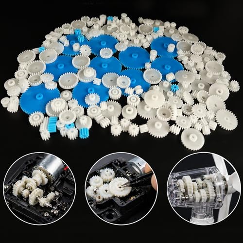 200PCS Module 0.5 Plastic Gear Single Gear Spindle Gear Small Motor Gears for DC Motor RC Car Robot DIY Model Toy Parts (White,Blue) - color: White,Blue