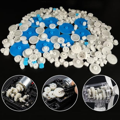 200PCS Module 0.5 Plastic Gear Single Gear Spindle Gear Small Motor Gears for DC Motor RC Car Robot DIY Model Toy Parts (White,Blue) - color: White,Blue
