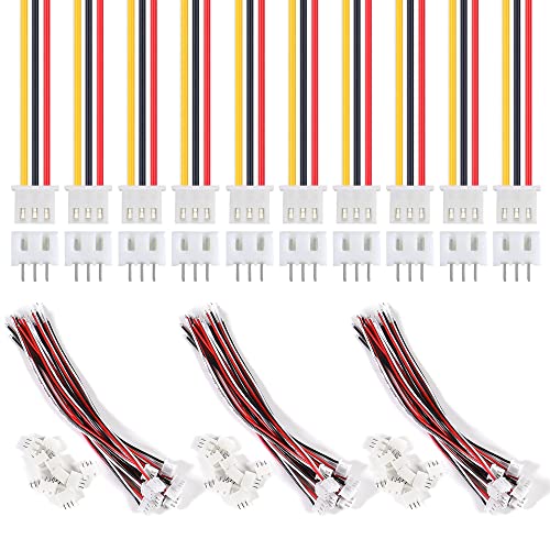 30 Pairs 3 Pin for JST-XH Connector Kit, XH 2.54mm 3pin Header Male and Female Connectors Plug Adapter with Flat Wire Cable 150mm 24AWG Compatible with for JST XH - size: 3pin Kit
