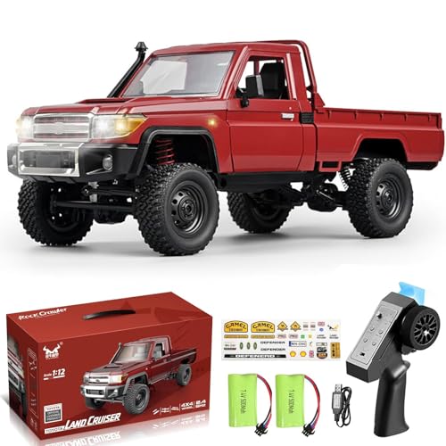 RC Crawler, 1:12 Scale MN82 RC Crawler, 4WD LC79 Land Cruiser Rock Crawlers with Lights, Speed Adjustment, Servo, Tires 2.4Ghz RTR RC Rock Truck for Teens Adults(Red) - color: Burgundy