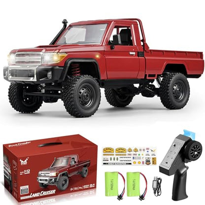 RC Crawler, 1:12 Scale MN82 RC Crawler, 4WD LC79 Land Cruiser Rock Crawlers with Lights, Speed Adjustment, Servo, Tires 2.4Ghz RTR RC Rock Truck for Teens Adults(Red) - color: Burgundy