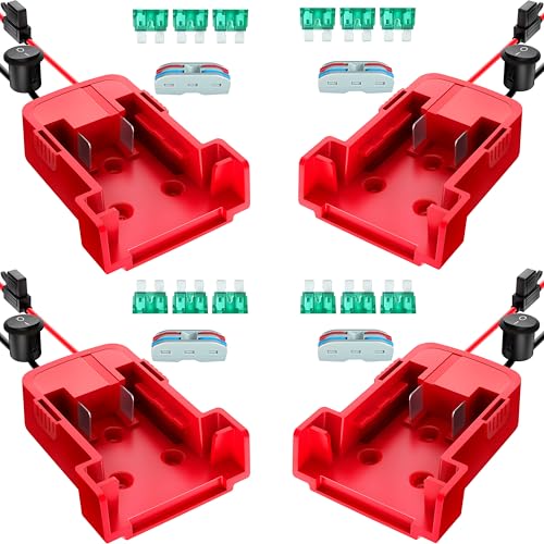 4-Pack 18V for Milwaukee M18 Battery Adapter for Power Wheels Battery Upgrade Conversion Kit with Switch Fuses Wire Connectors 12AWG Wire Power Tool Drill Battery Converter Adapter for DIY RC Car, Etc - size: 4-Pack with Switch