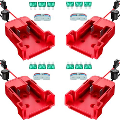 4-Pack 18V for Milwaukee M18 Battery Adapter for Power Wheels Battery Upgrade Conversion Kit with Switch Fuses Wire Connectors 12AWG Wire Power Tool Drill Battery Converter Adapter for DIY RC Car, Etc - size: 4-Pack with Switch